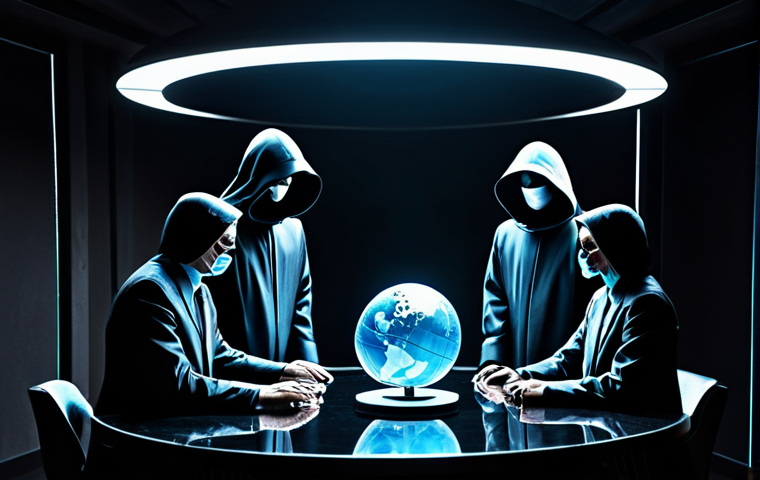 **
"A clandestine meeting of the Shadow Government, figures cloaked in darkness around a holographic table displaying a globe, fully clothed, appropriate attire, safe for work, perfect anatomy, correct proportions, professional, mysterious atmosphere, dimly lit chamber, global conspiracy, family-friendly."
**